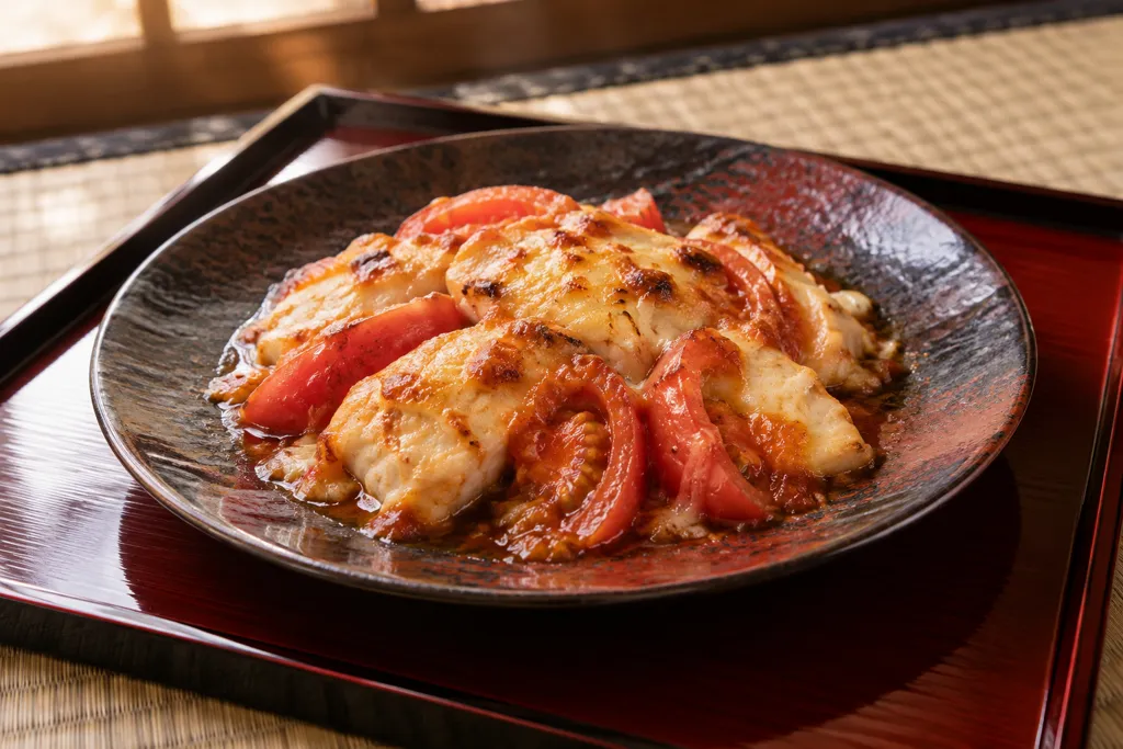 めかじきとトマトの醤油チーズ焼きの完成イメージ