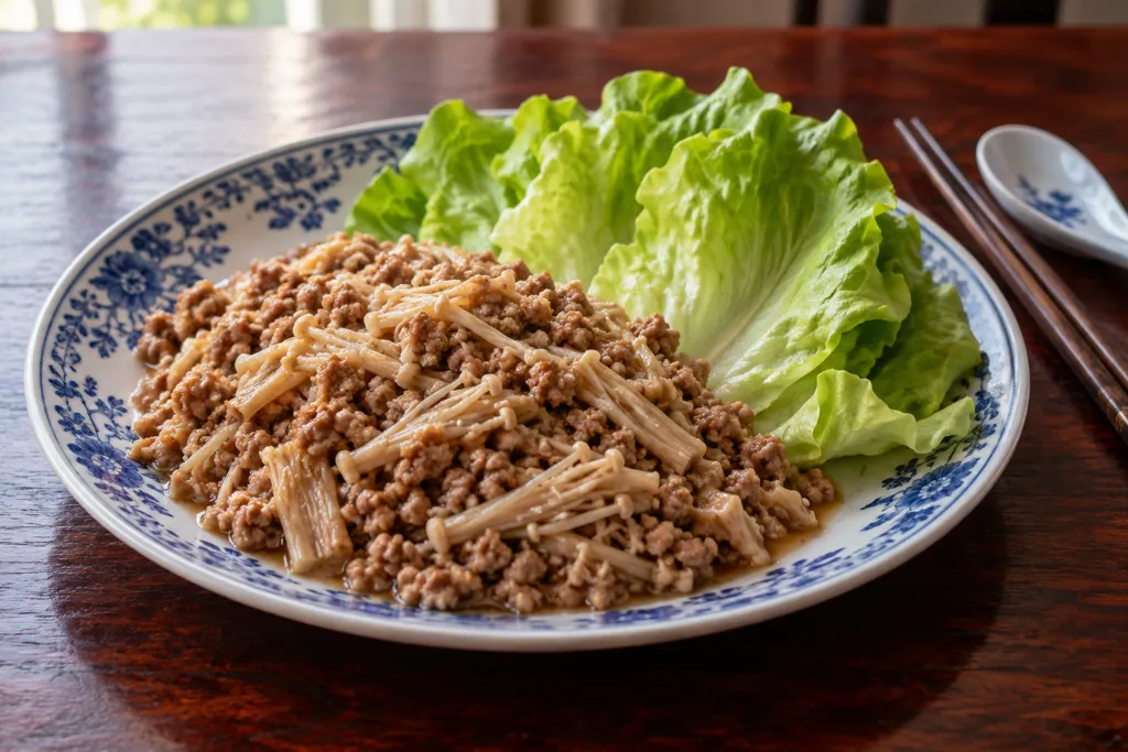 豚ひき肉とえのきの中華レタス包みの完成イメージ