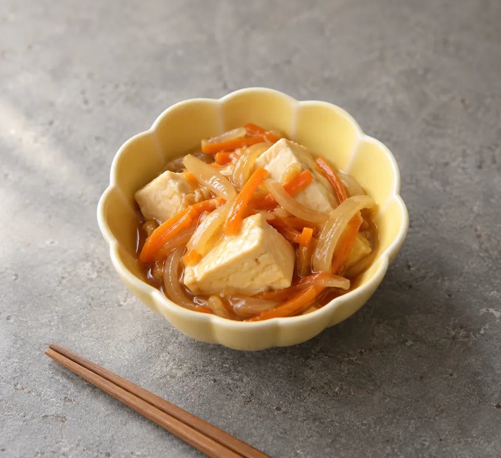 豆腐と玉ねぎの中華煮の完成イメージ