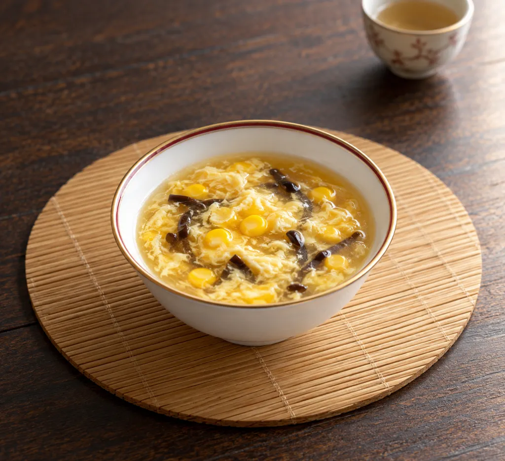 きくらげとコーンの中華卵スープの完成イメージ