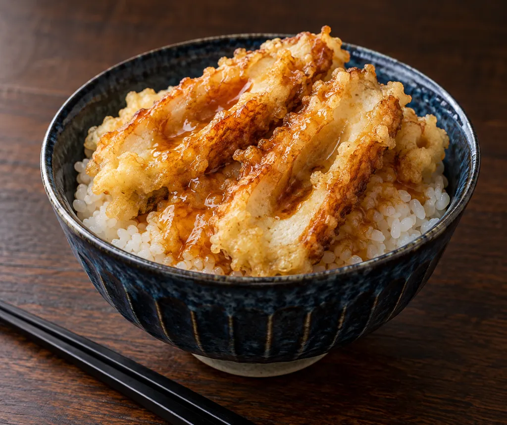 鮭の味噌だれ天丼の完成イメージ
