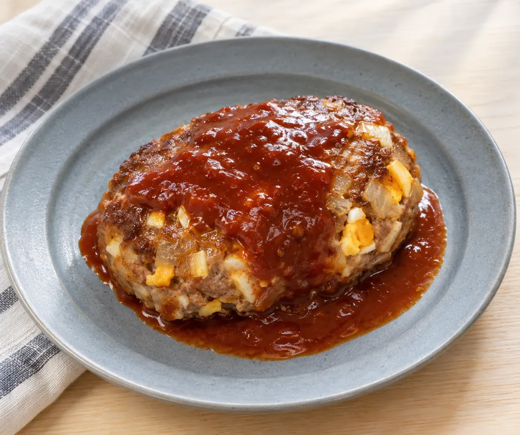 玉ねぎとゆで卵のハンバーグの完成イメージ