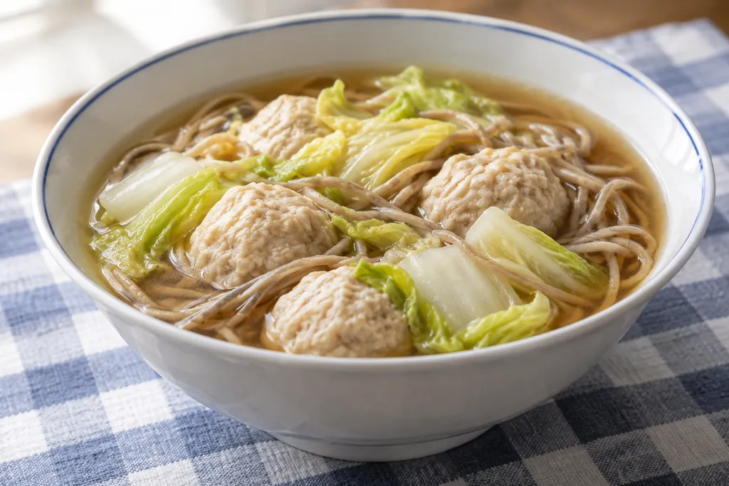 鶏団子と白菜の肉そばの完成イメージ