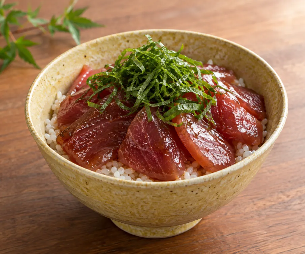 まぐろと大葉のわさび醤油海鮮丼の完成イメージ