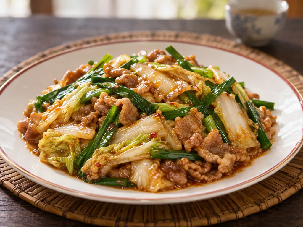 豚こま肉と白菜のピリ辛味噌炒めの完成イメージ