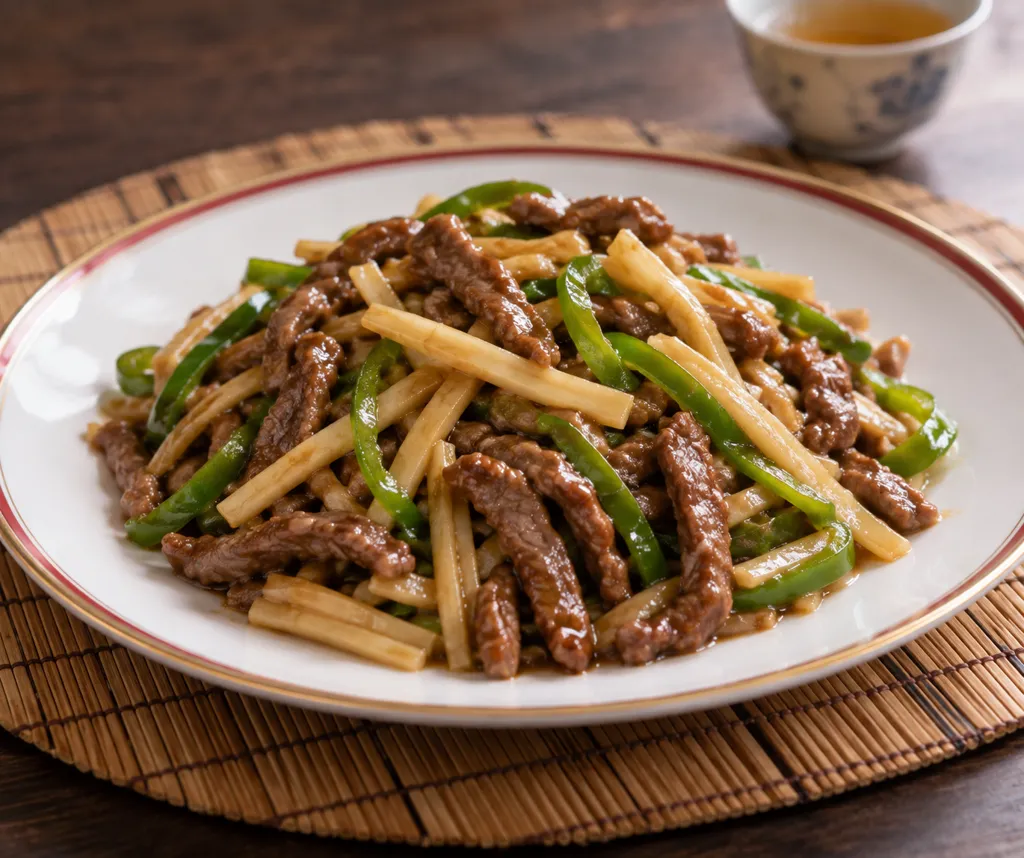 牛肉とたけのこのオイスター炒めの完成イメージ