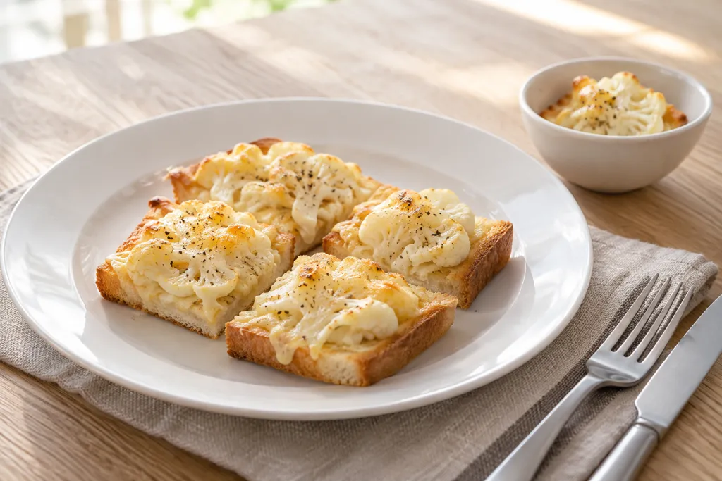 カリフラワーと食パンのチーズトーストの完成イメージ