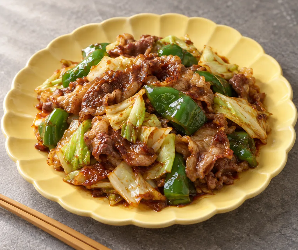 牛バラ肉とキャベツの味噌炒めの完成イメージ