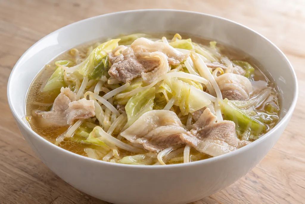 豚バラ肉とキャベツの酸菜風鍋の完成イメージ