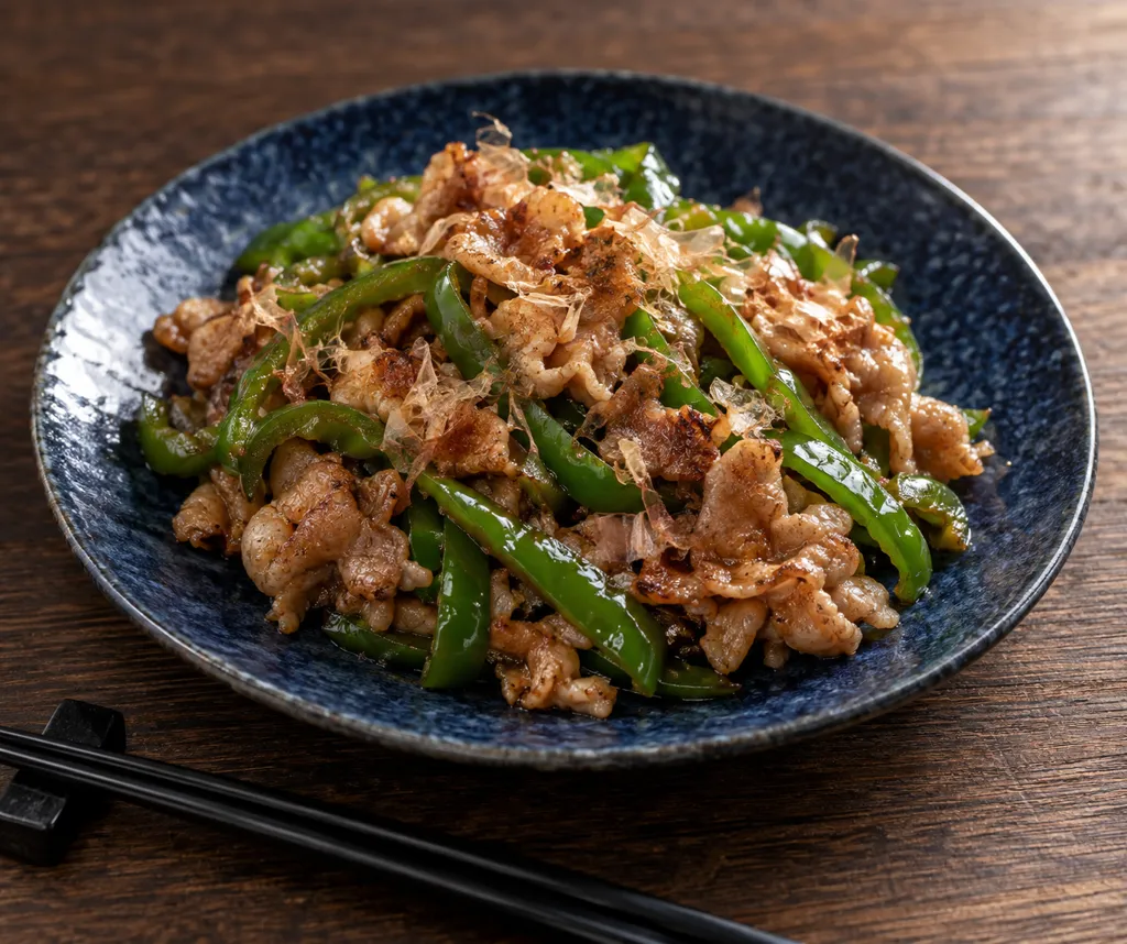 豚こま肉とピーマンのおかか炒めの完成イメージ