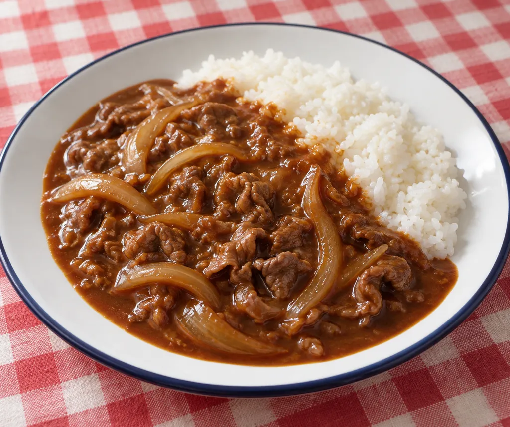 牛こま肉と玉ねぎのハヤシライスの完成イメージ