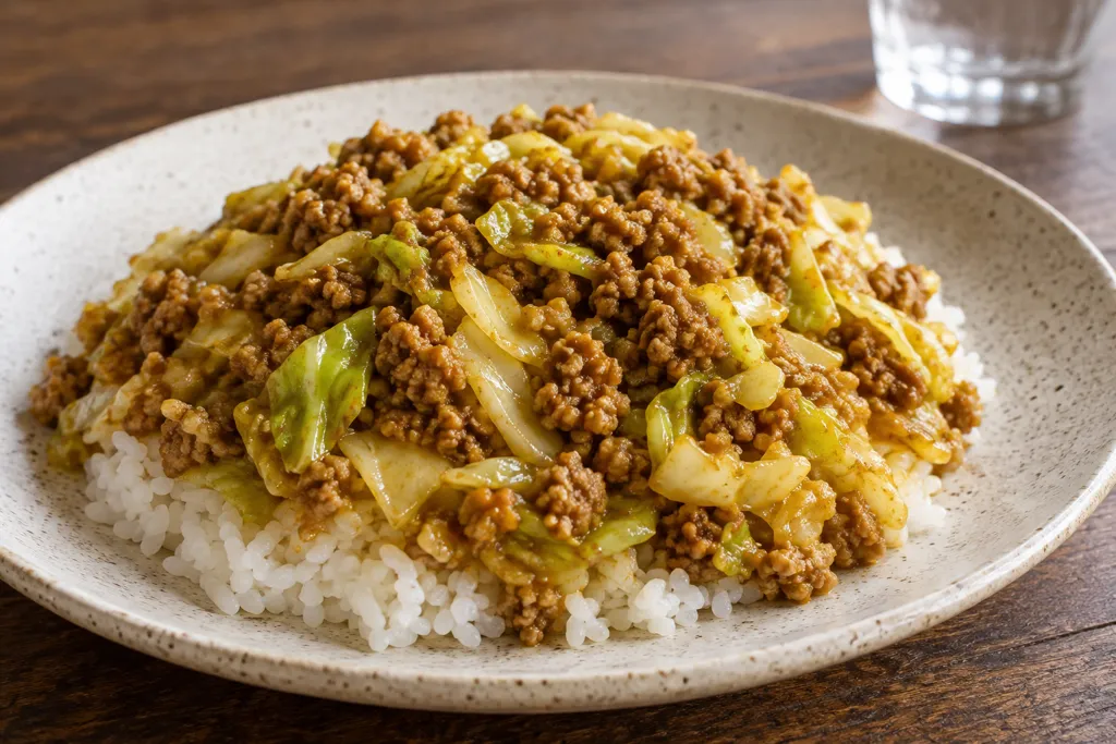 豚ひき肉とキャベツのドライカレーの完成イメージ
