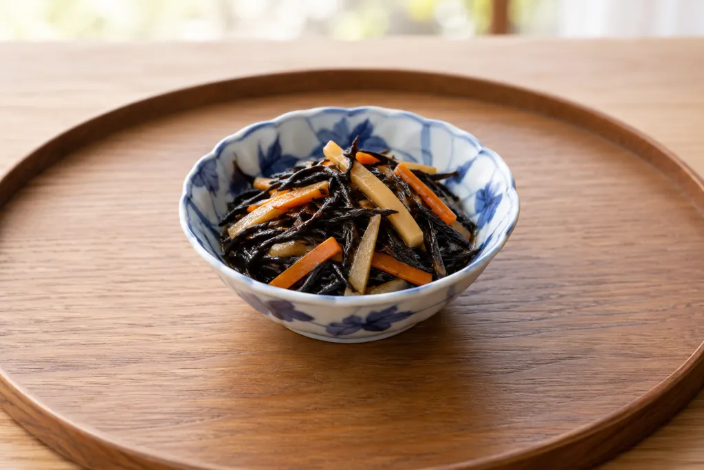 ひじきとたけのことにんじんの煮物の完成イメージ