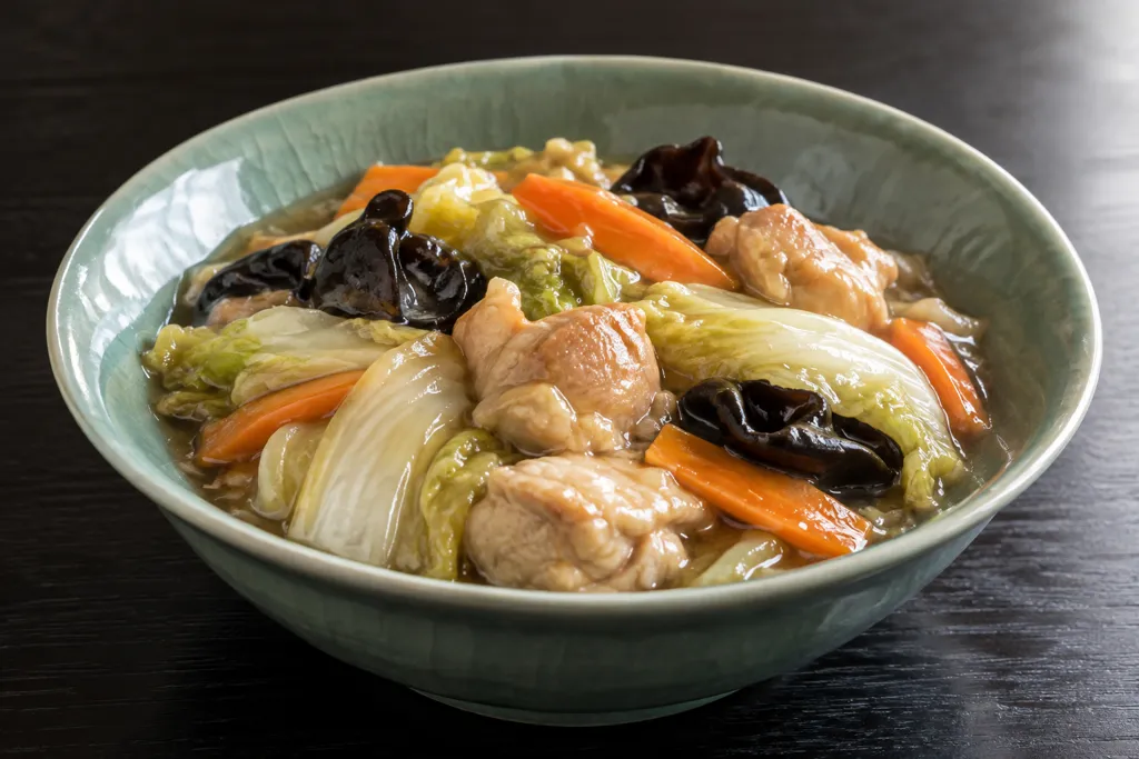 鶏もも肉と白菜の八宝菜あんの完成イメージ