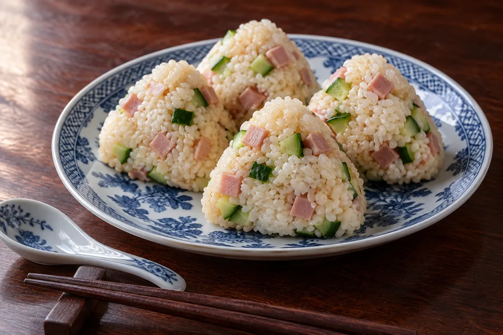 ハムときゅうりの中華おにぎりの完成イメージ