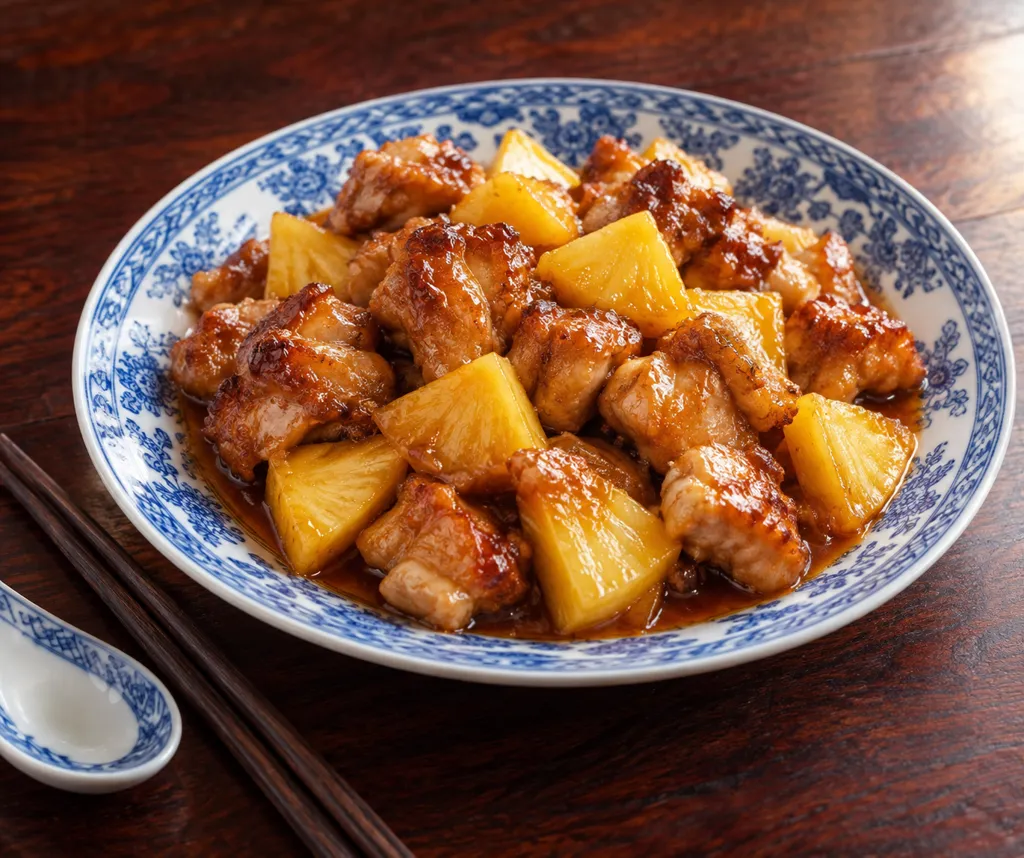 鶏もも肉とパイナップルの甘酢あんの完成イメージ