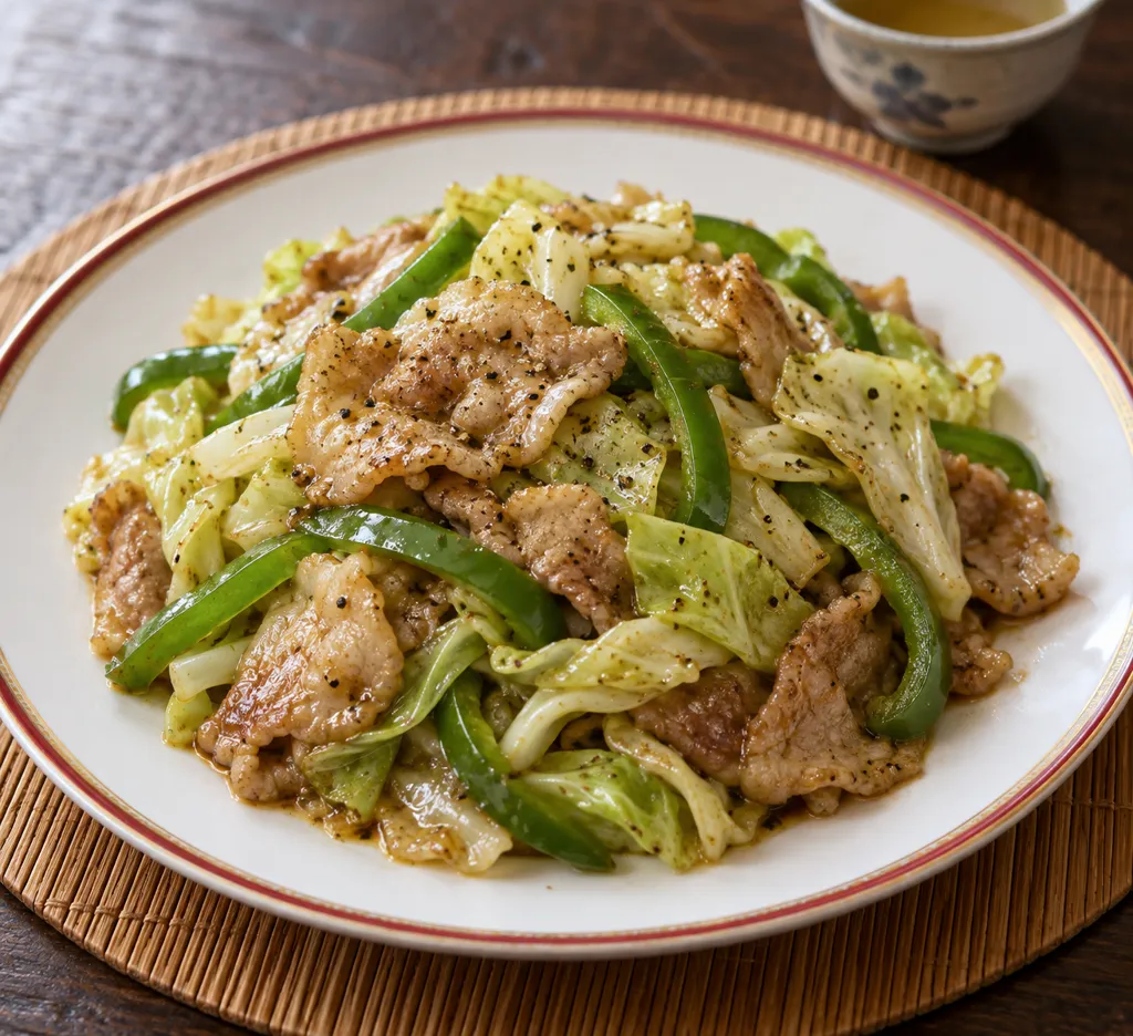 豚肉とキャベツの黒こしょう炒めの完成イメージ