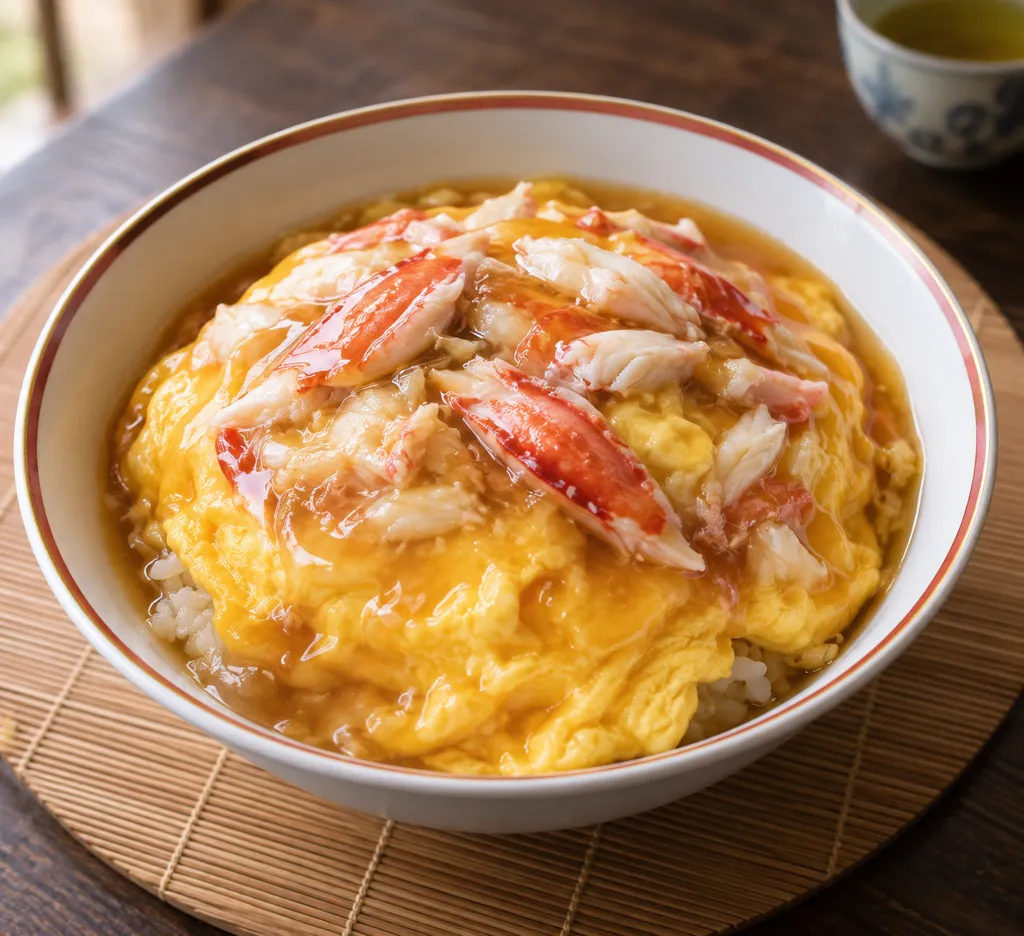 時短かにと卵の醤油あん天津飯の完成イメージ