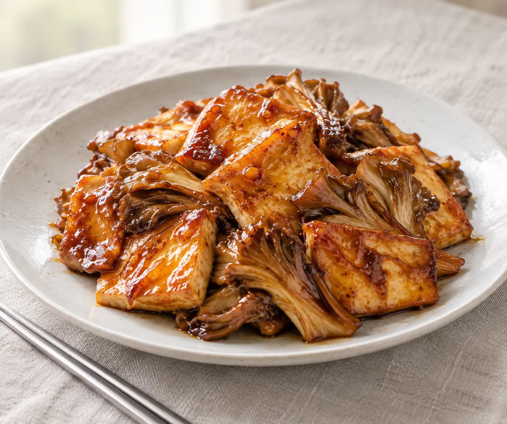 豆腐とまいたけの韓国風甘辛焼きの完成イメージ
