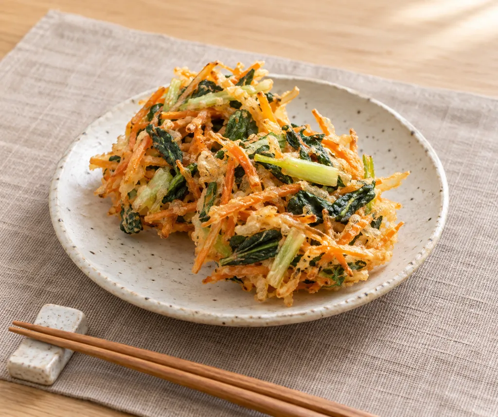 にんじんと小松菜のだし風味かき揚げの完成イメージ