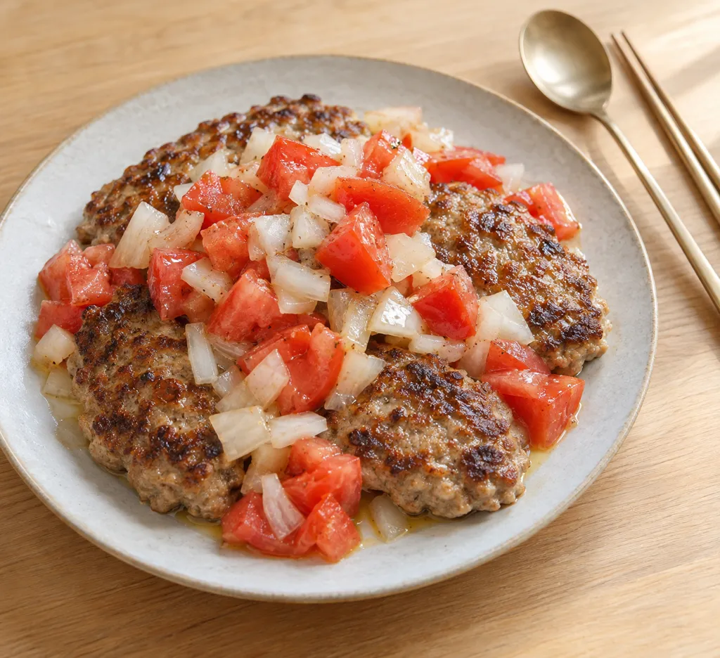 豚ひき肉とトマト玉ねぎのケバブ風焼きの完成イメージ