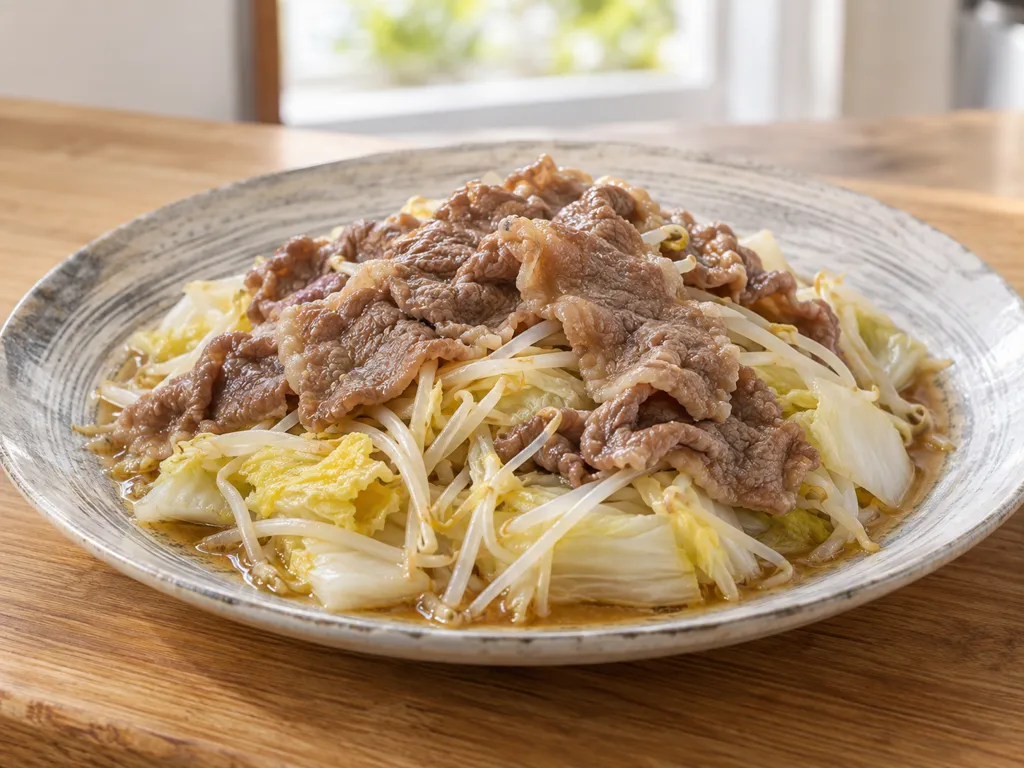 牛肉と白菜のレンジ蒸しの完成イメージ