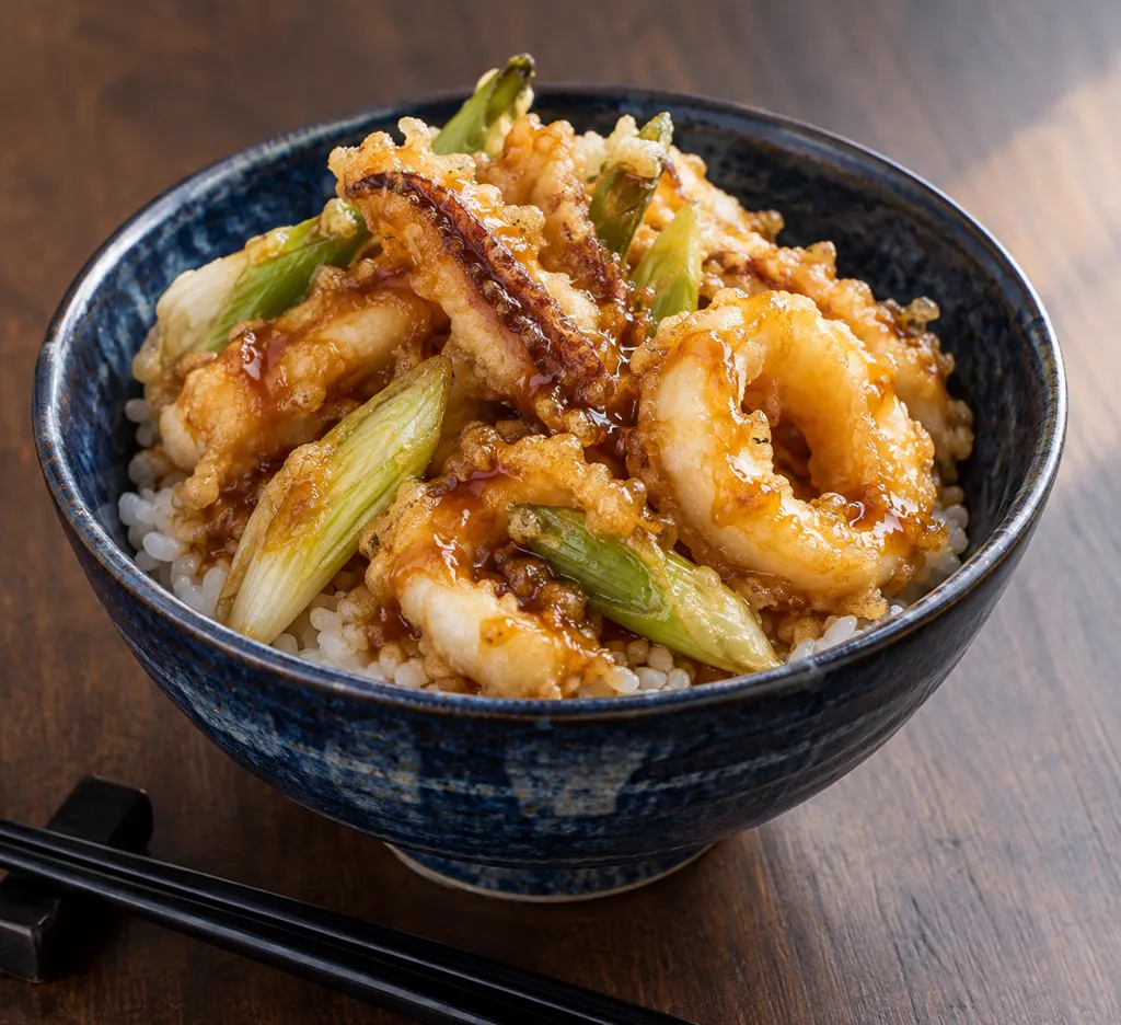 いかとねぎの天丼の完成イメージ