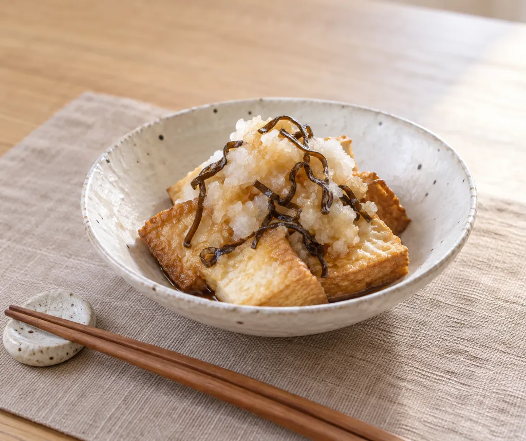厚揚げと塩昆布の大根おろしのせの完成イメージ