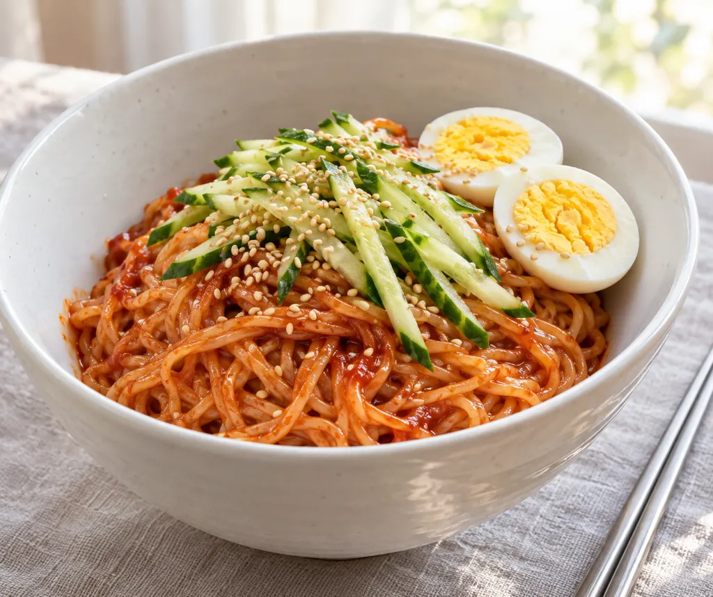 卵ときゅうりの中華麺ビビン麺の完成イメージ