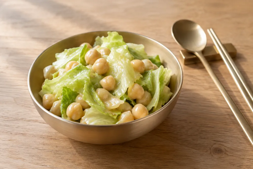 ひよこ豆とレタスのエスニック豆サラダの完成イメージ