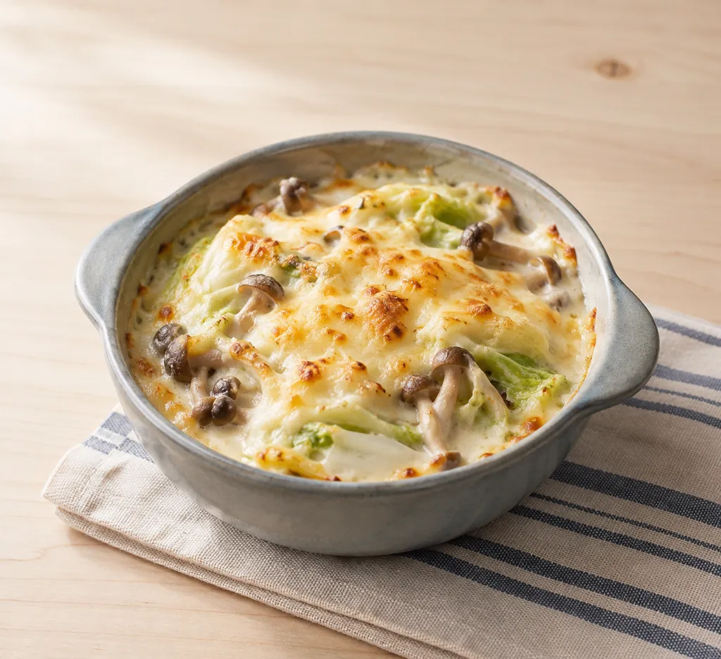 白菜としめじのバターグラタンの完成イメージ