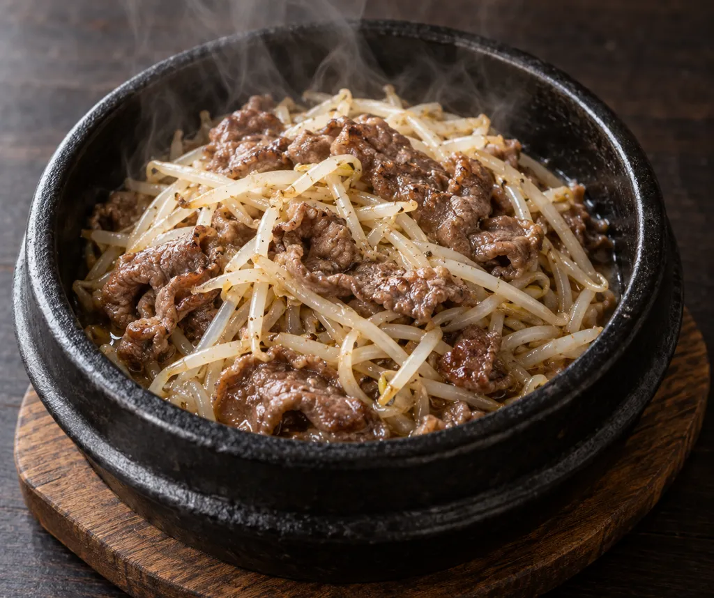 牛ともやしのナンプラーレモン焼きの完成イメージ