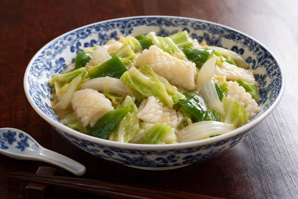 いかとキャベツの八宝菜あんの完成イメージ