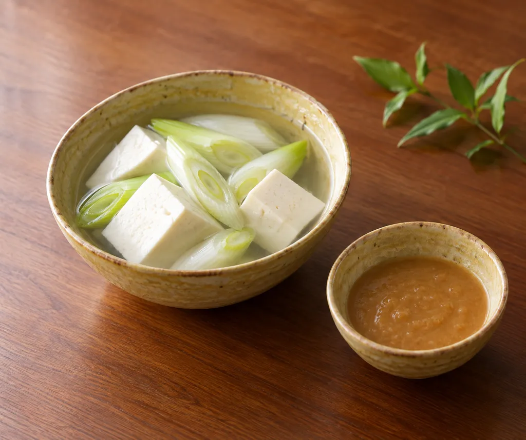 ねぎの味噌だれ湯豆腐の完成イメージ