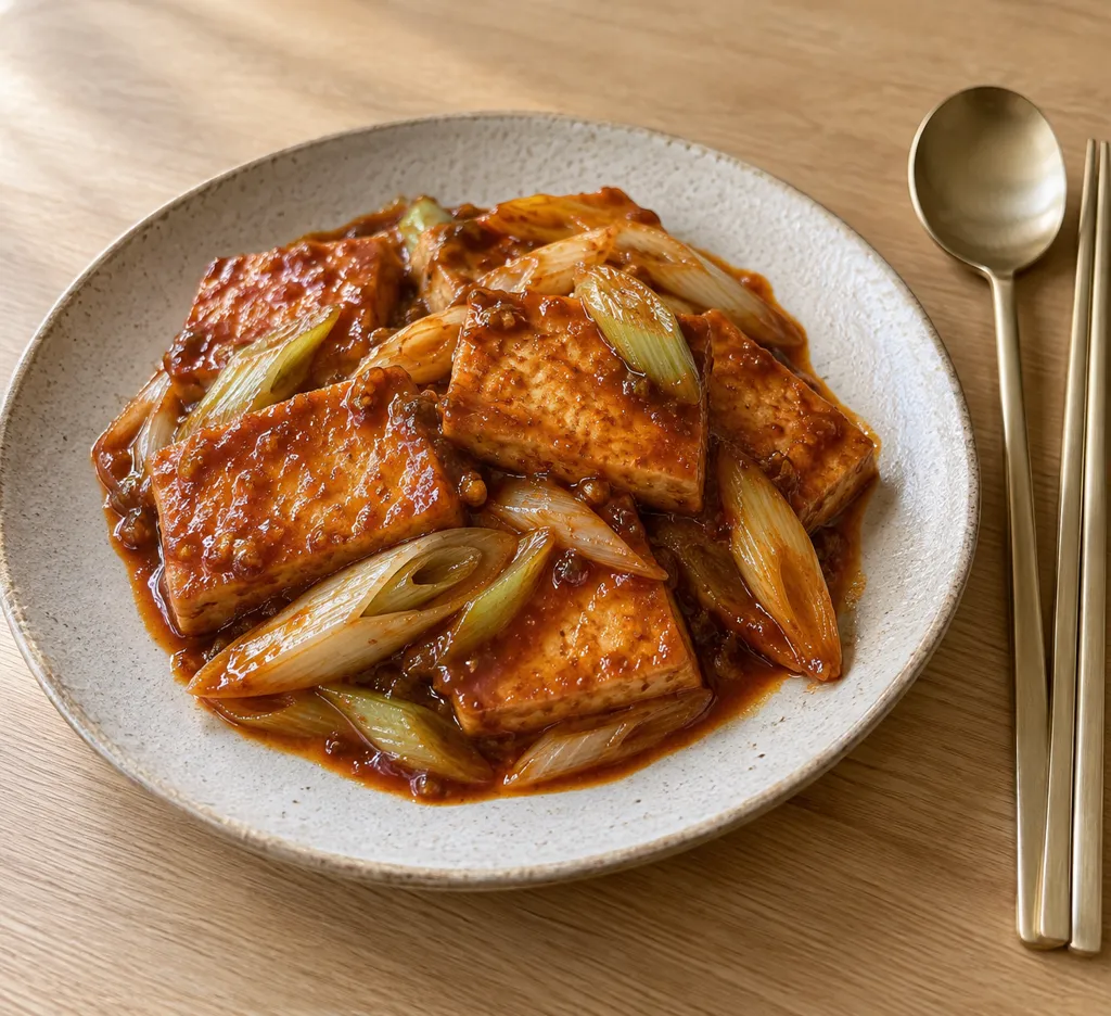 豆腐とねぎの韓国風甘辛焼きの完成イメージ