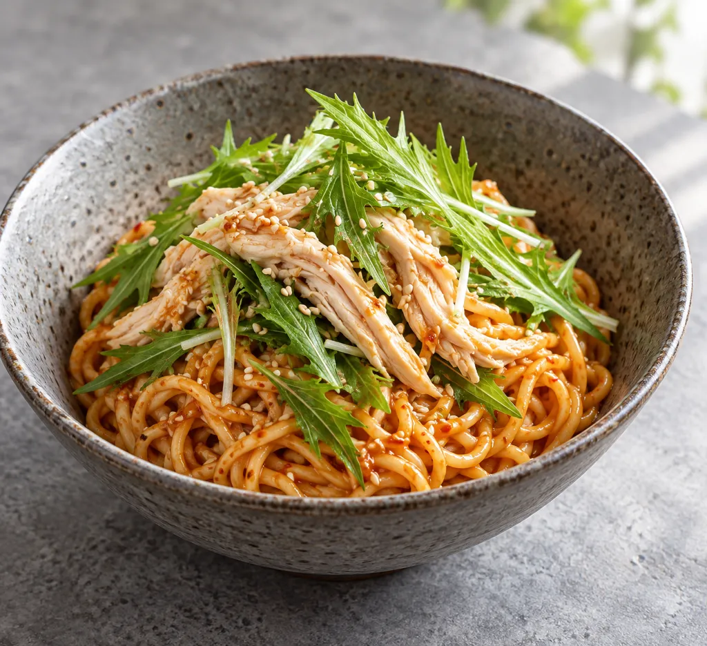 ささみと水菜の中華ビビン麺の完成イメージ