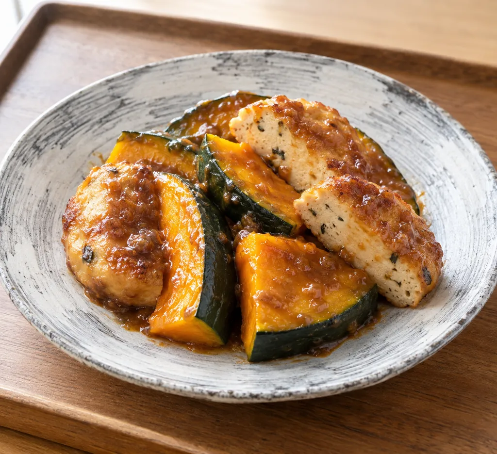 がんもどきとかぼちゃの味噌だれ焼きの完成イメージ