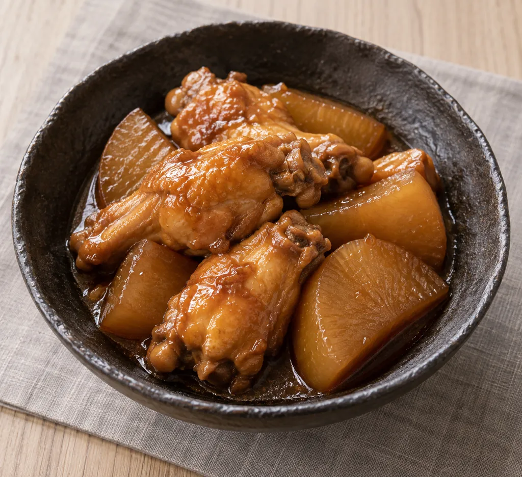手羽元と大根のこっくり味噌煮込みの完成イメージ