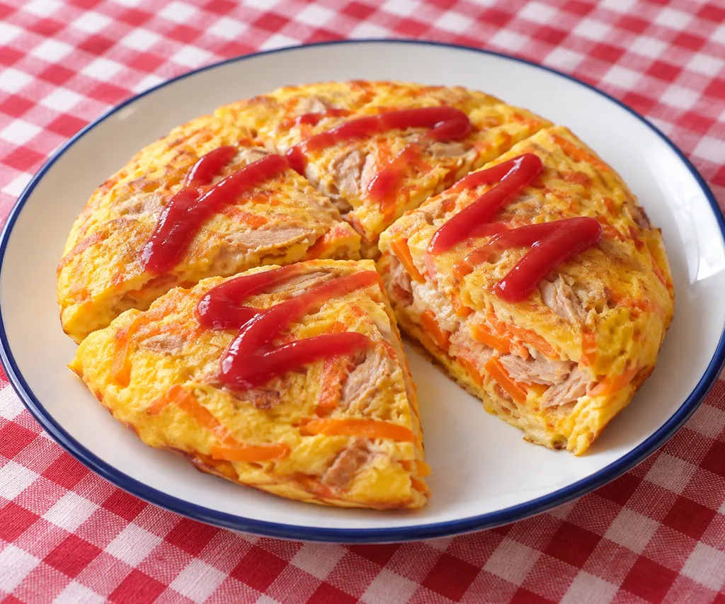 ツナとにんじんのレンジオムレツの完成イメージ