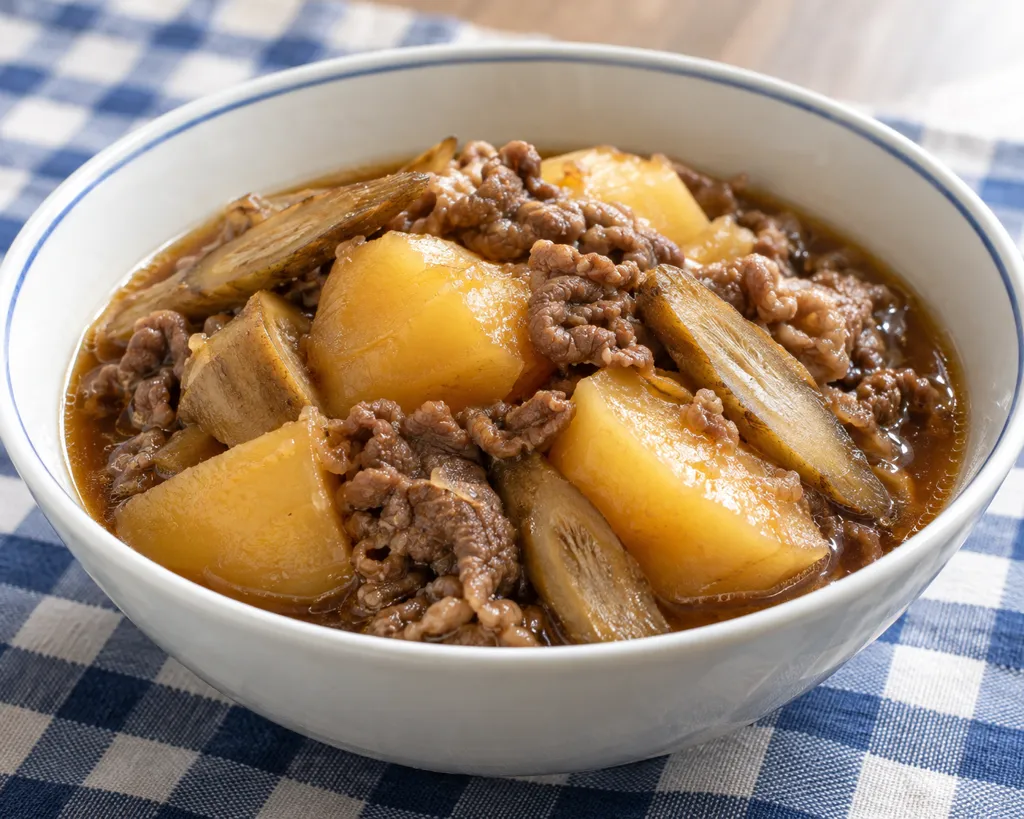 牛こま肉とごぼうの肉じゃがの完成イメージ