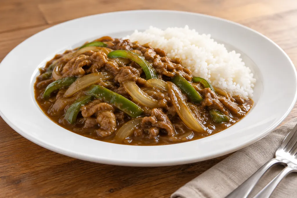 ラム肉とピーマンの洋風カレーの完成イメージ