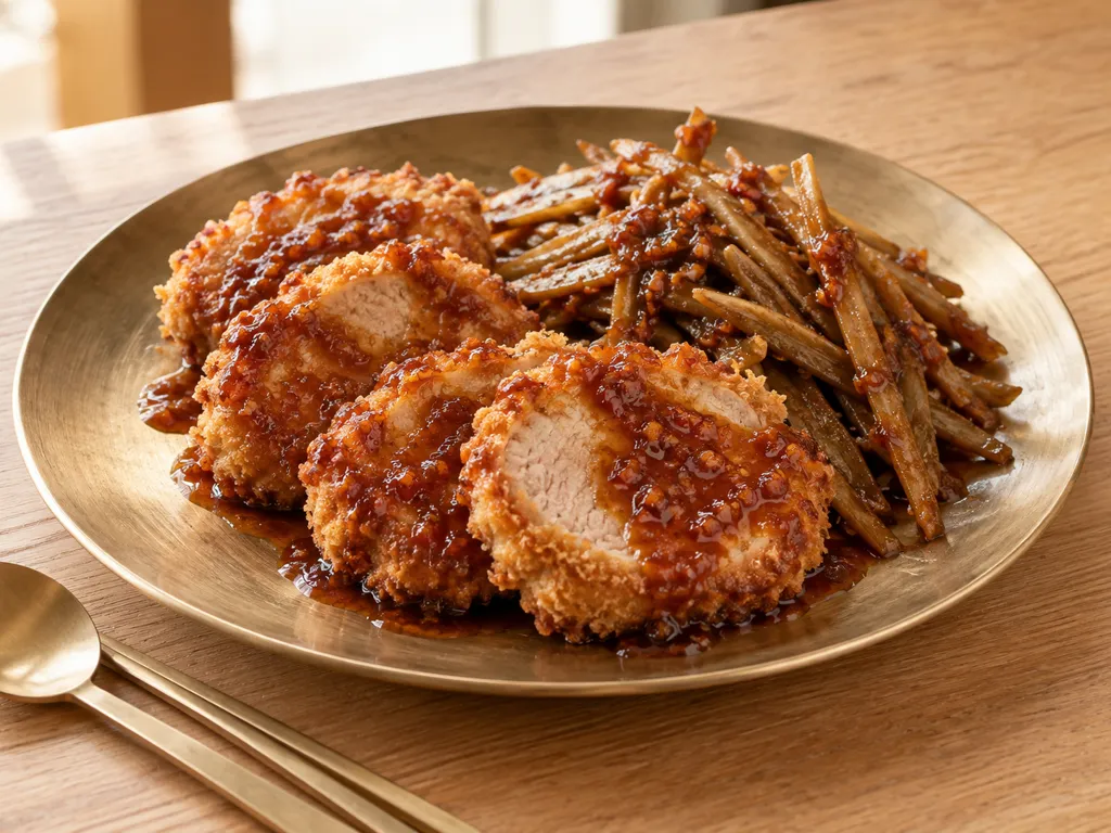 豚ヒレ肉とごぼうの韓国豚カツの完成イメージ
