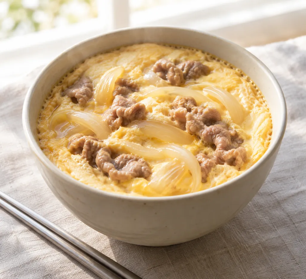 豚こま肉と玉ねぎの韓国茶碗蒸しの完成イメージ