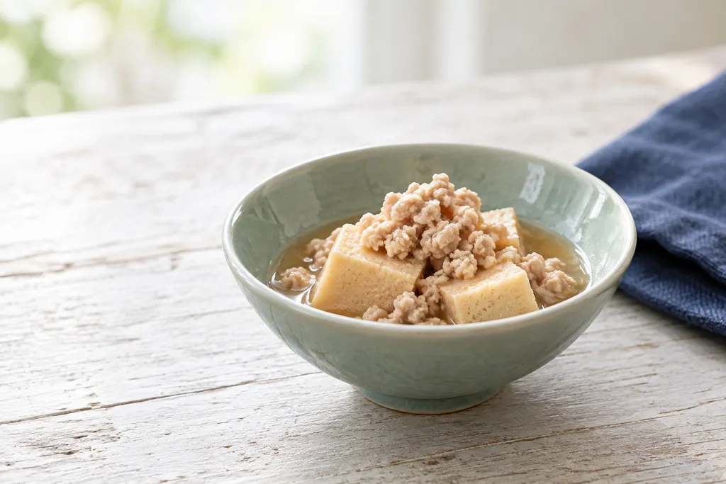 高野豆腐と鶏そぼろの煮物の完成イメージ