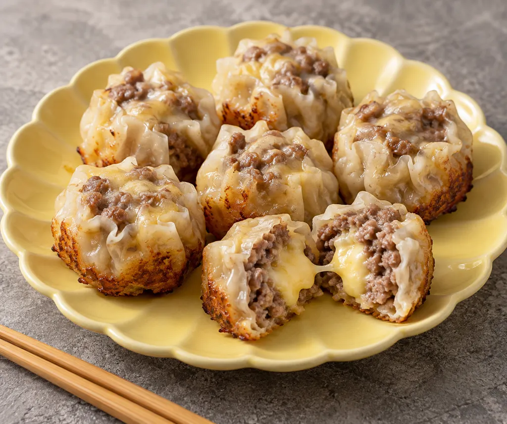 牛ひき肉のチーズ入り焼き焼売の完成イメージ