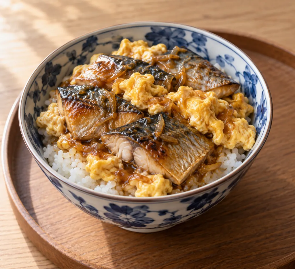 さばと卵のしょうが醤油丼の完成イメージ
