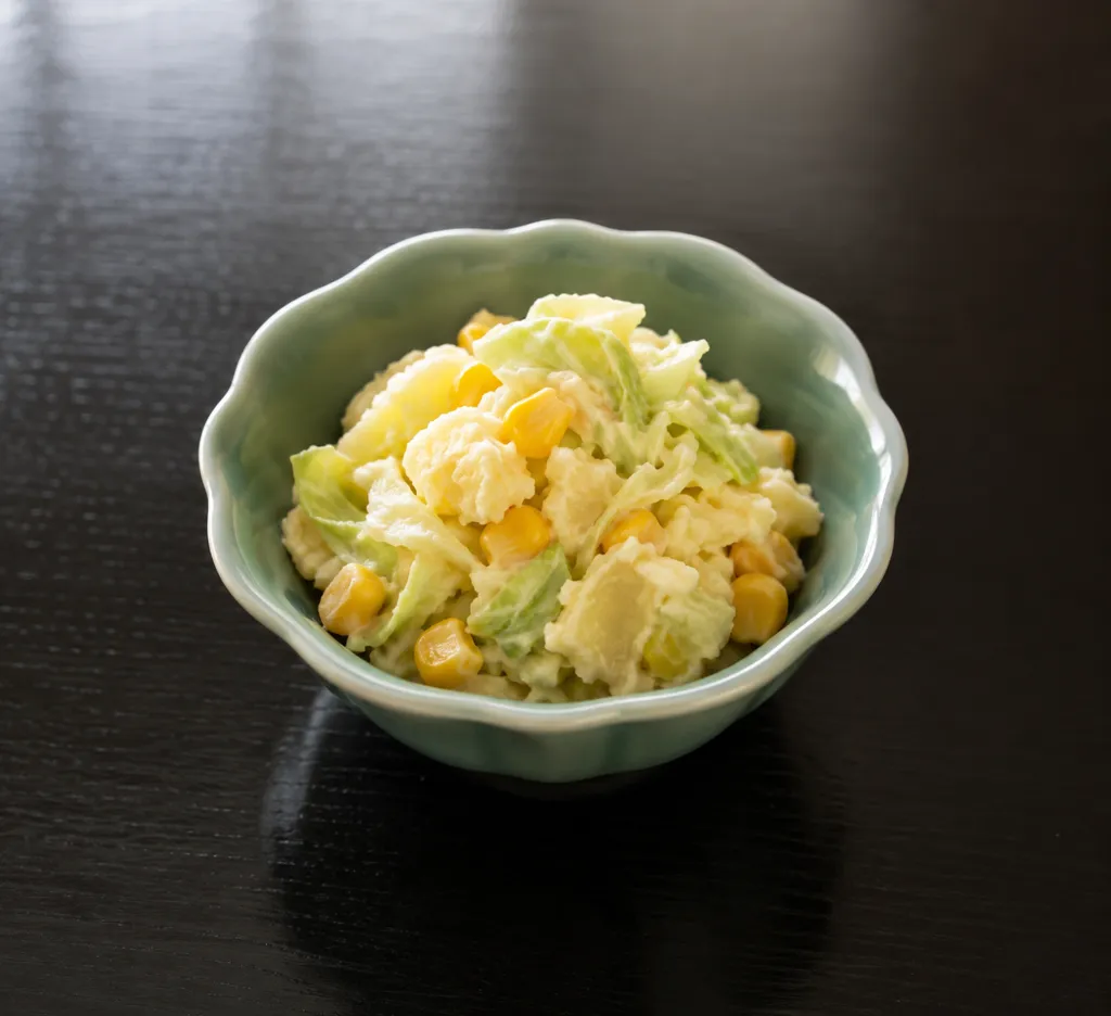 キャベツとコーンの中華ポテトサラダの完成イメージ