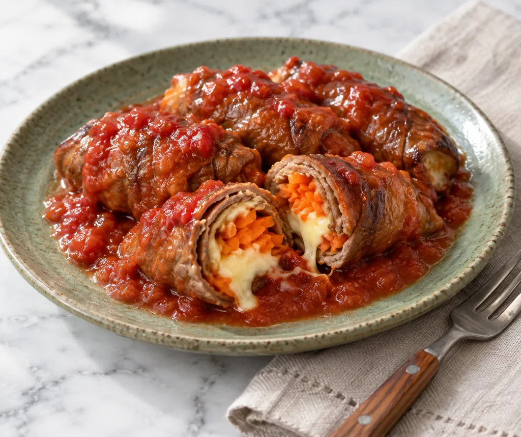 牛肉とにんじんのチーズ巻き焼きの完成イメージ