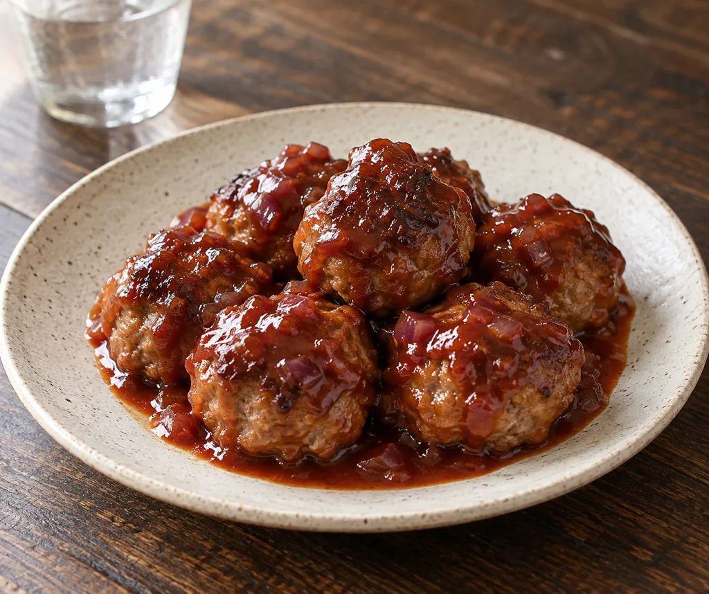 紫玉ねぎの肉だんごケチャップ味の完成イメージ