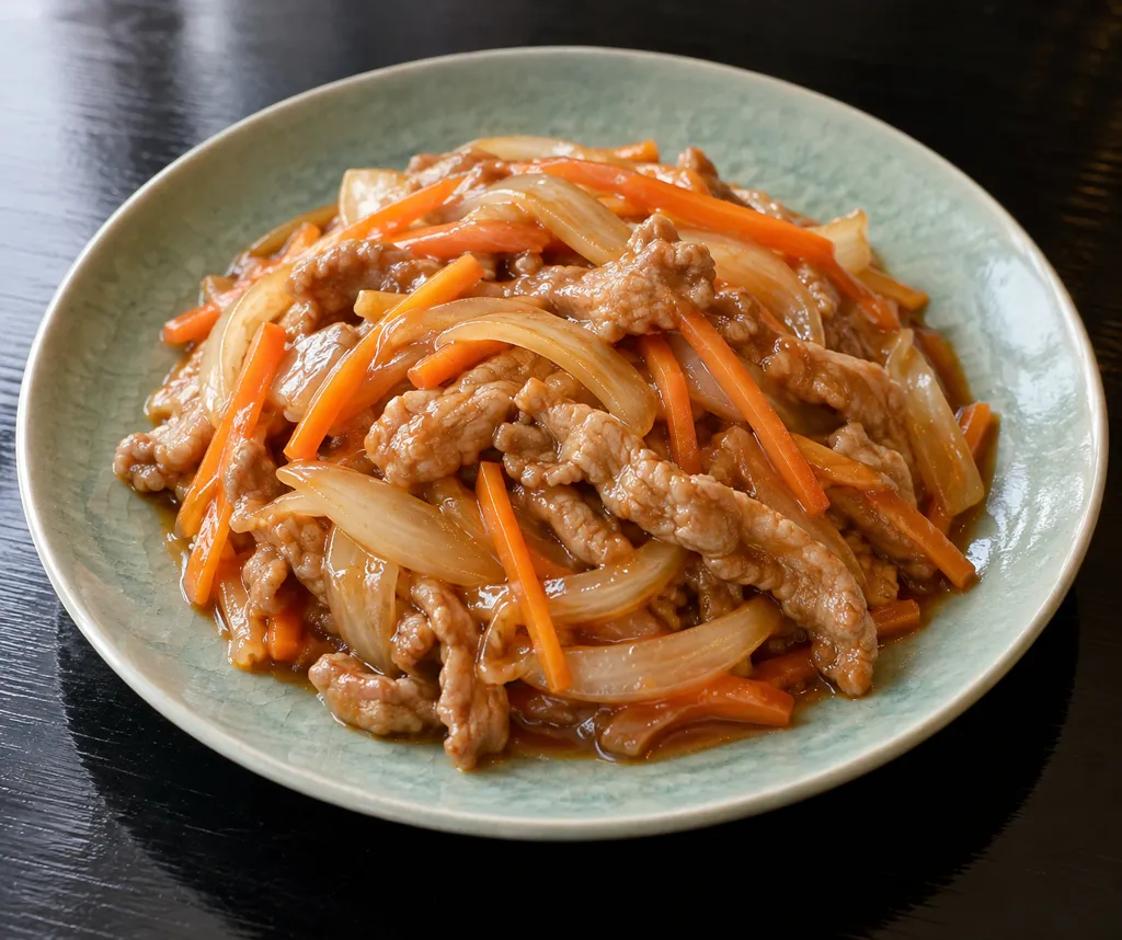 豚もも肉とにんじんの甘酢炒めの完成イメージ